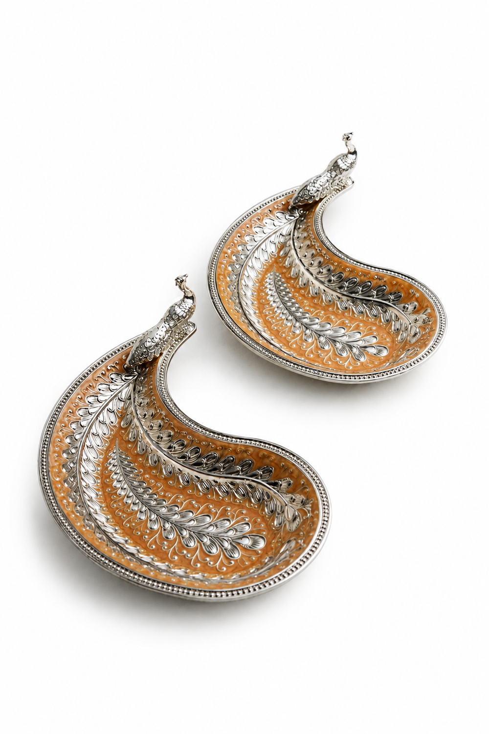 Paisley Feather Catchall Dish Pair