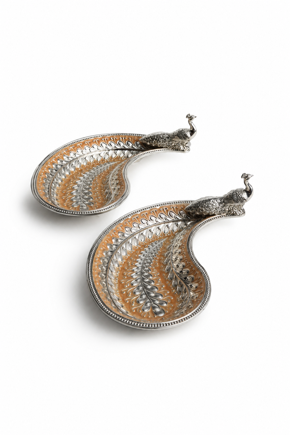 Paisley Feather Catchall Dish Pair Small