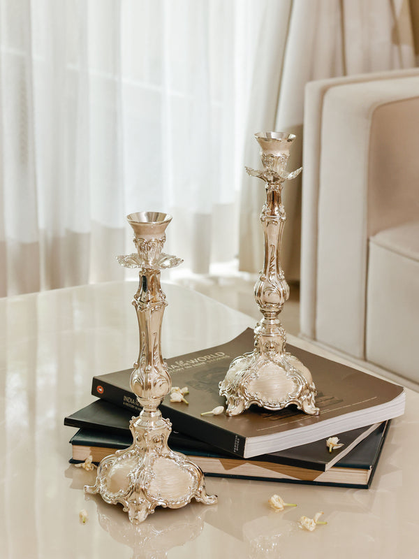 Regal Enamel Baroque Large Candle Stands