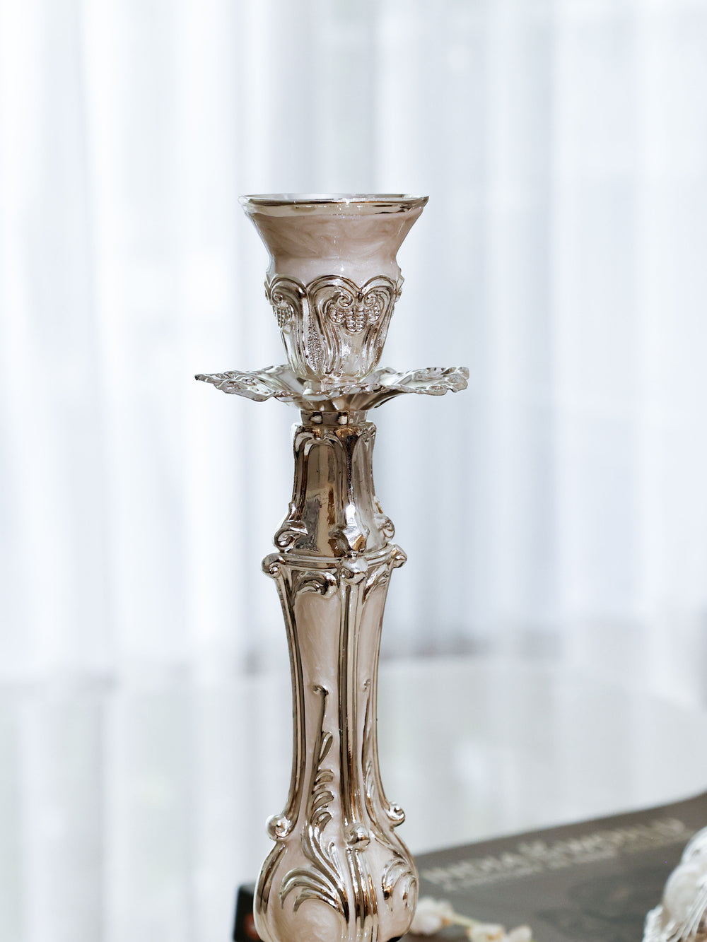 Regal Enamel Baroque Large Candle Stands
