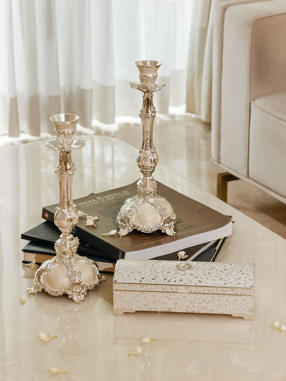 Regal Enamel Candle Stand and Jewellery Box Gift Set