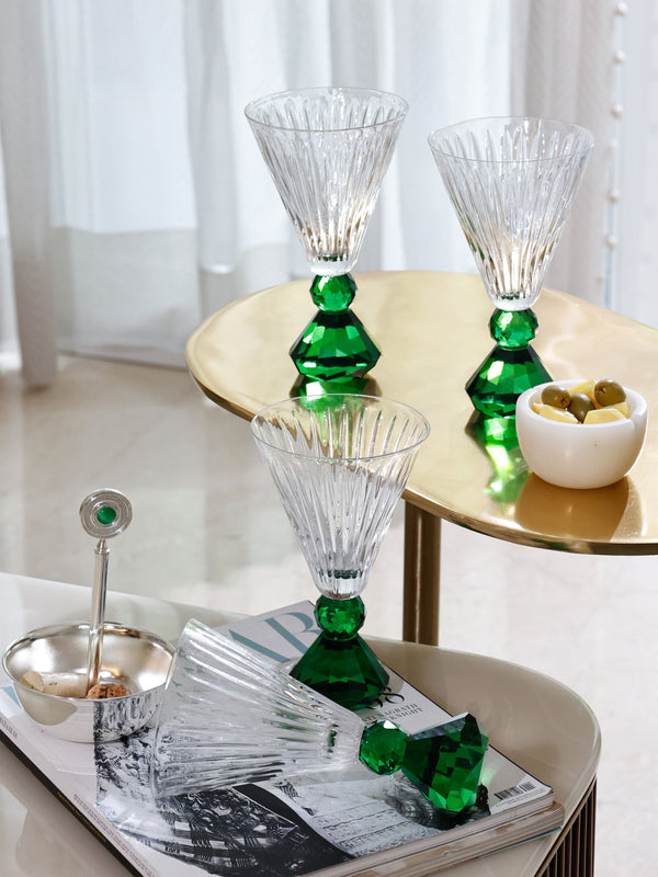 Library Bar Emerald Wine Glass and Snack Bowl Set