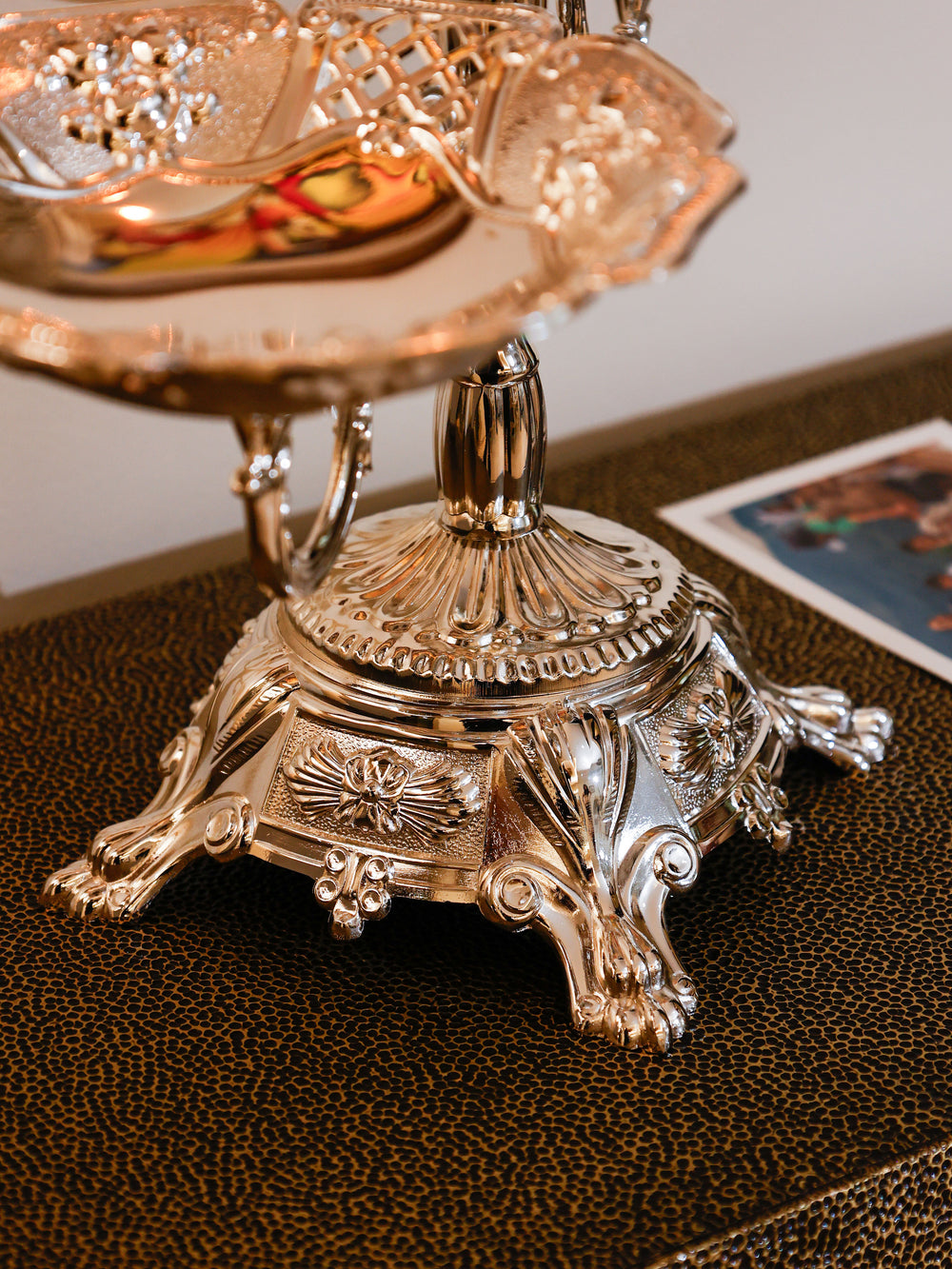 Regal Epergne Candle Stand with Twin Serving Dishes