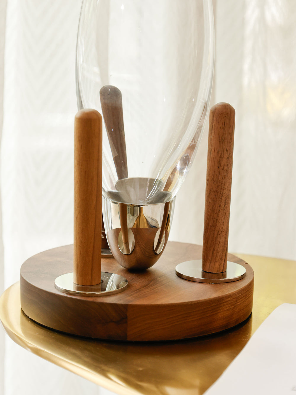 Library Bar Cradled Glass Wine Decanter with Wood Stand