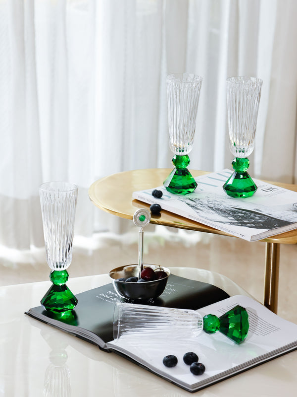Library Bar Emerald Flute and Snack Bowl Set