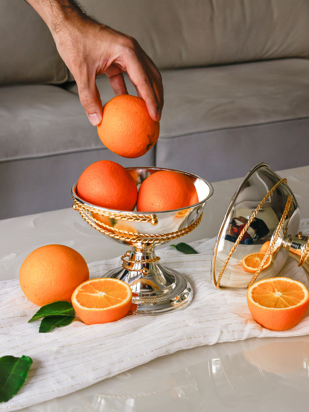 Verona Golden Rope Footed Bowl Set