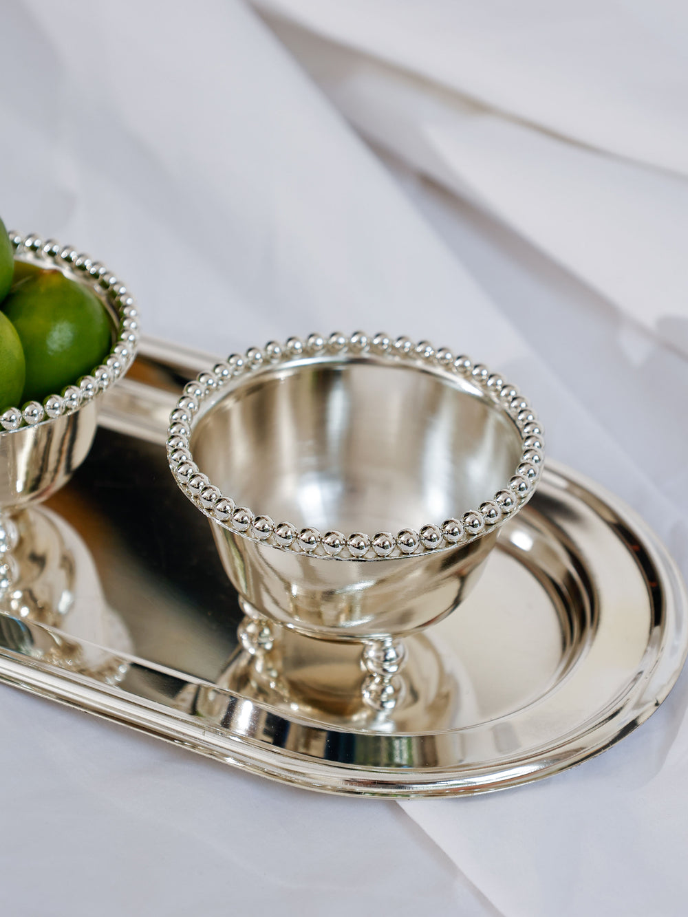 Verona Beaded Rim Twin Bowl Set with Tray