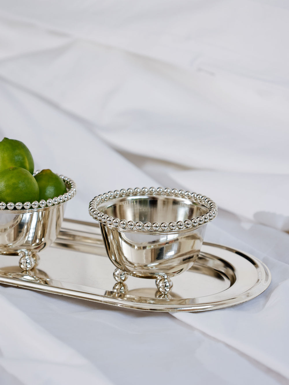Verona Beaded Rim Twin Bowl Set with Tray