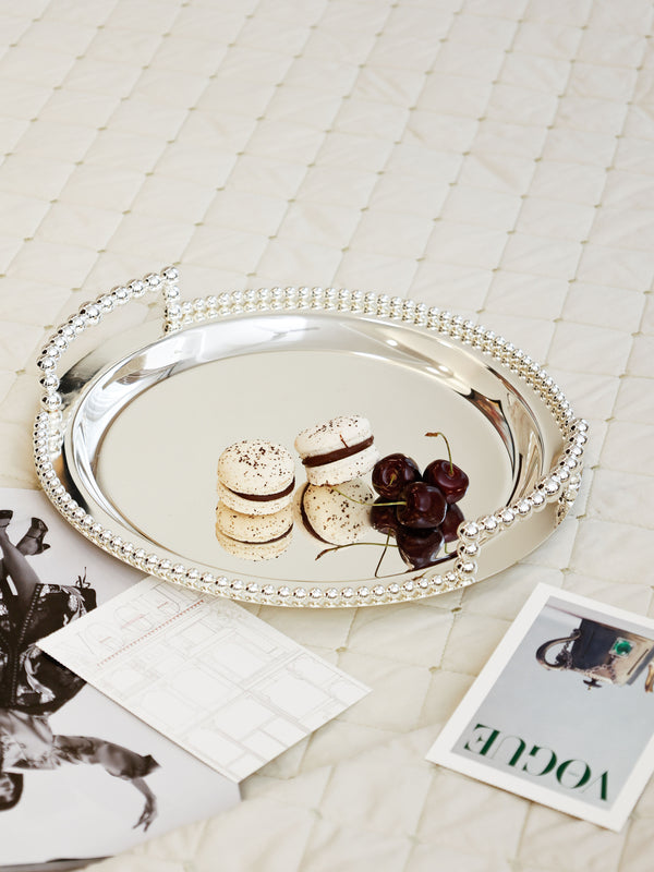 Verona Pearl Garland Round Serving Tray