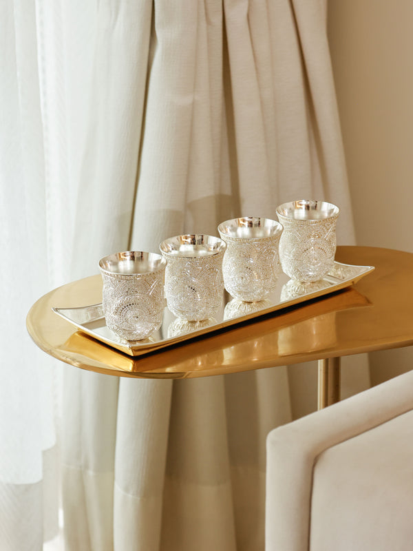 Regal Chased Tumbler Set of 4 with Tray