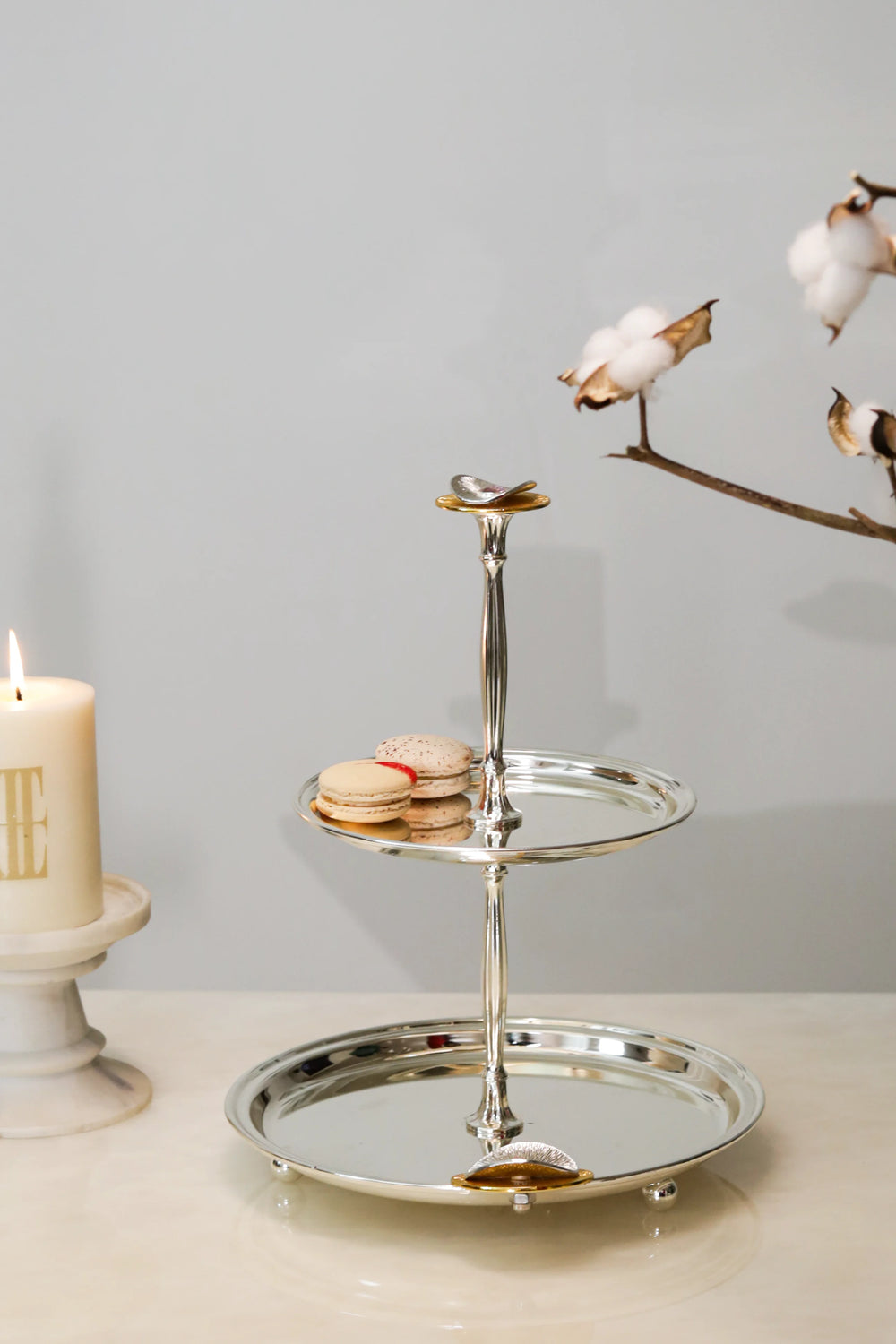 Eternal Bloom Silver-Plated Two-Tier Serving Stand - image 1,Eternal Bloom Silver-Plated Two-Tier Serving Stand - image 2,Eternal Bloom Silver-Plated Two-Tier Serving Stand - image 3