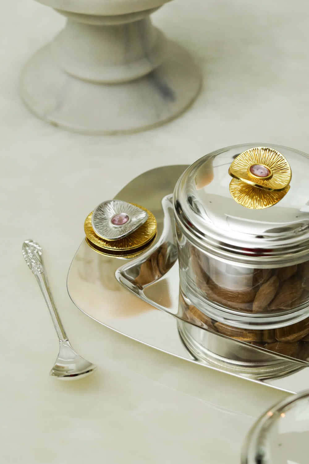 Eternal Bloom Silver-Plated Double Bowl Condiment Set - image 4
