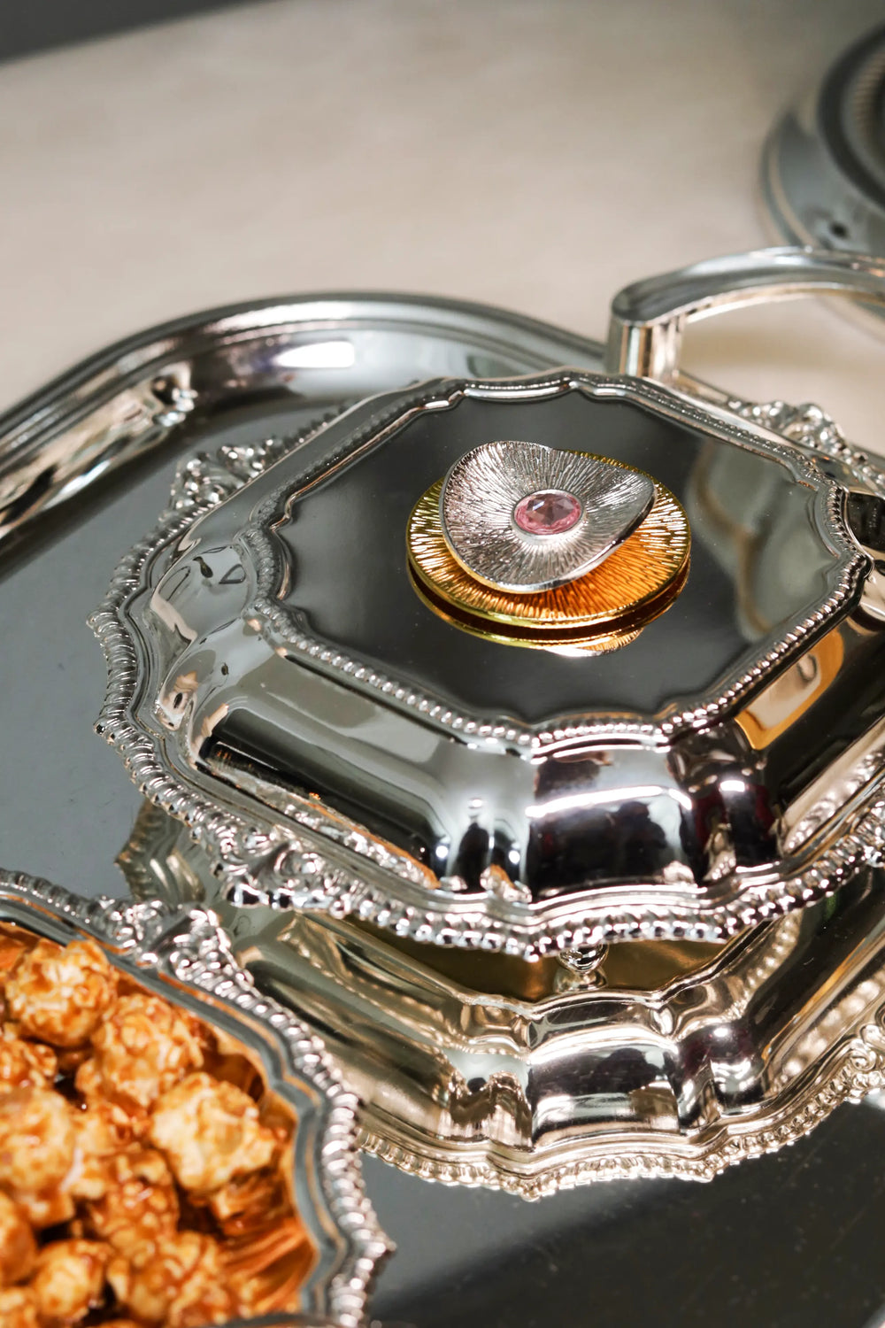 Eternal Bloom Silver-Plated Textured Dual Bowl Set - image 3