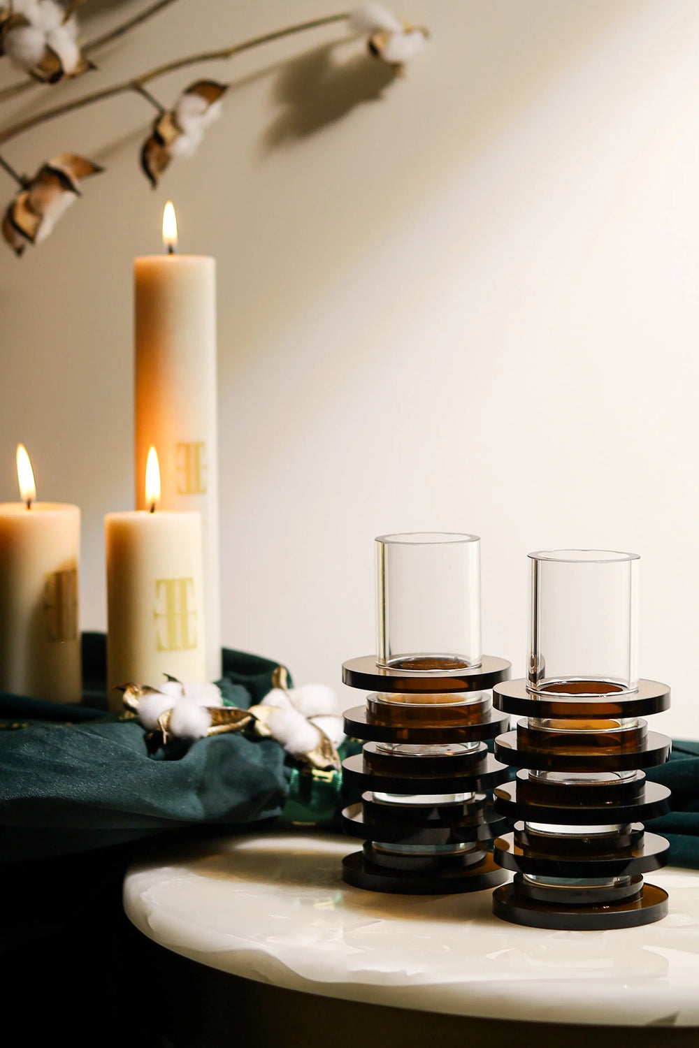 Glassmith's Tiered Crystal Candle Stands - image 1,Glassmith's Tiered Crystal Candle Stands - image 2,Glassmith's Tiered Crystal Candle Stands - image 3,Glassmith's Tiered Crystal Candle Stands - image 4