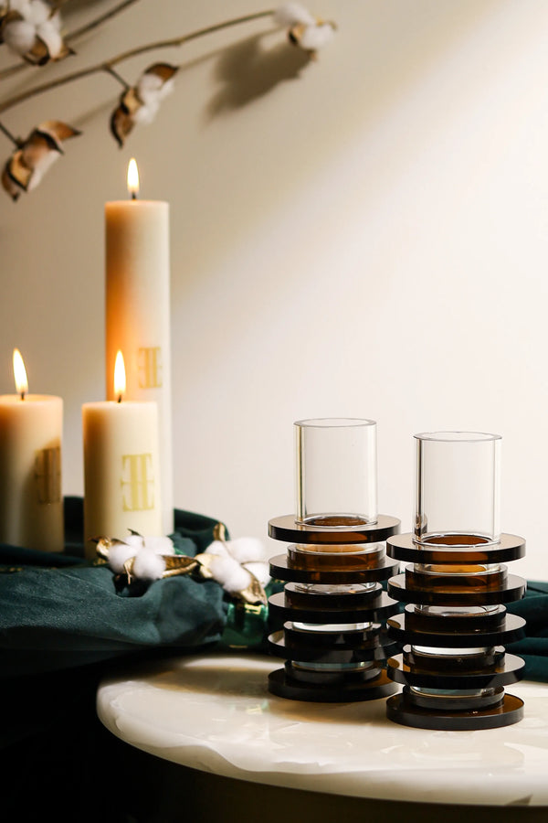Glassmith's Tiered Crystal Candle Stands - image 1,Glassmith's Tiered Crystal Candle Stands - image 2,Glassmith's Tiered Crystal Candle Stands - image 3,Glassmith's Tiered Crystal Candle Stands - image 4