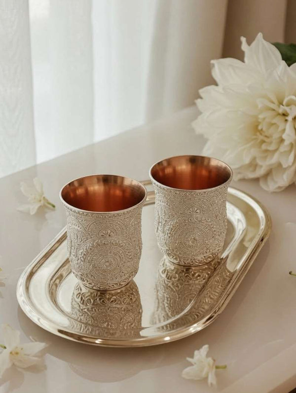 Regal Chased Tumbler and Tray Set