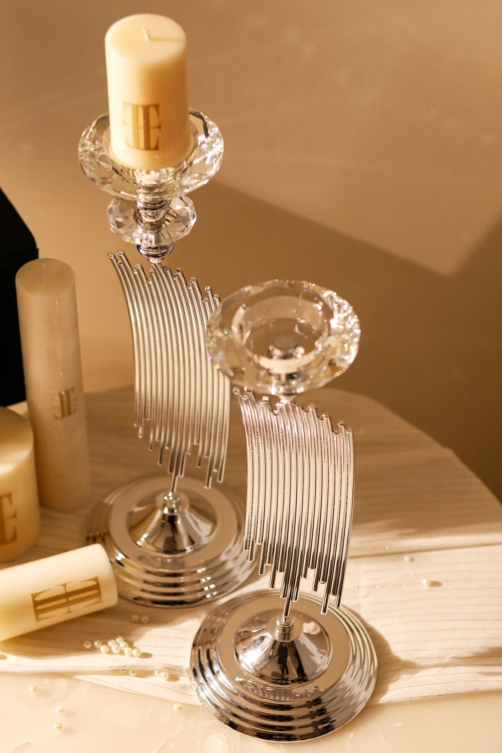 Verona Crystal Cascade Candle Stand Set - image 2