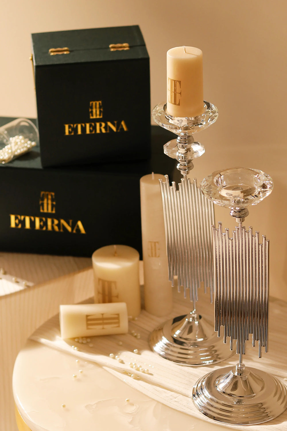 Verona Crystal Cascade Candle Stand Set - image 3