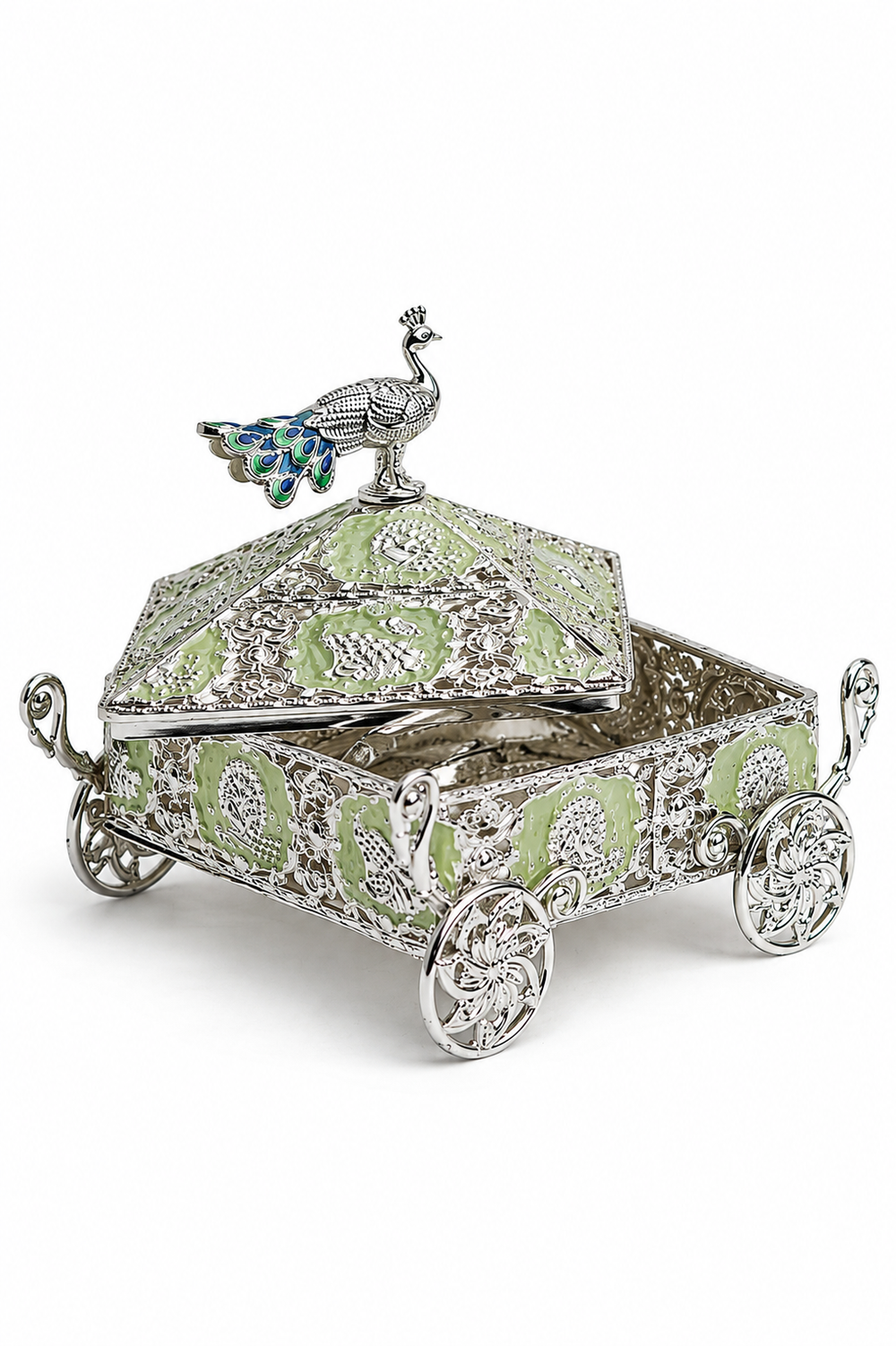 Regal Peacock Carriage Jewel Box