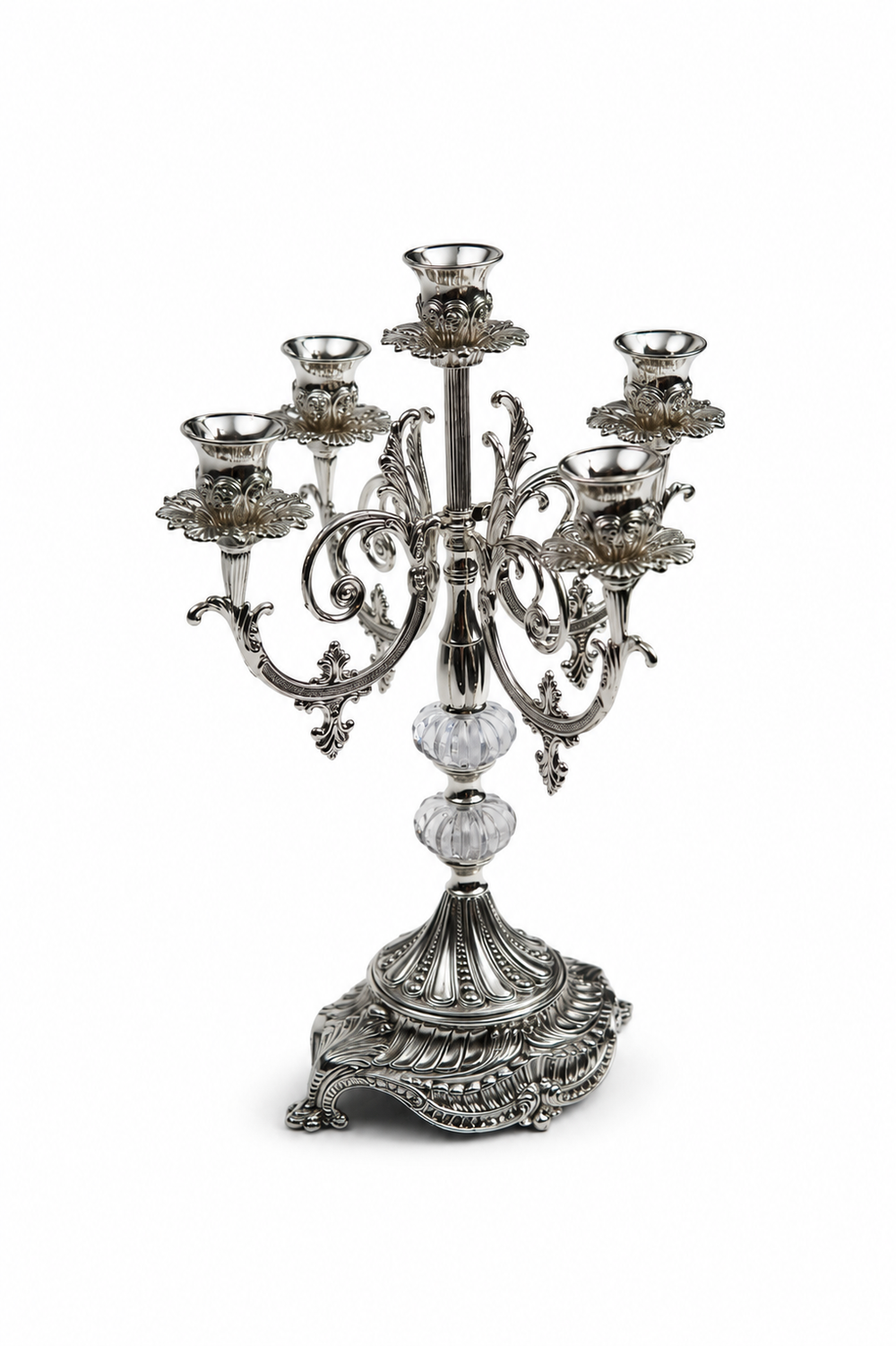 Regal Crystal Sphere Five-Light Candelabra