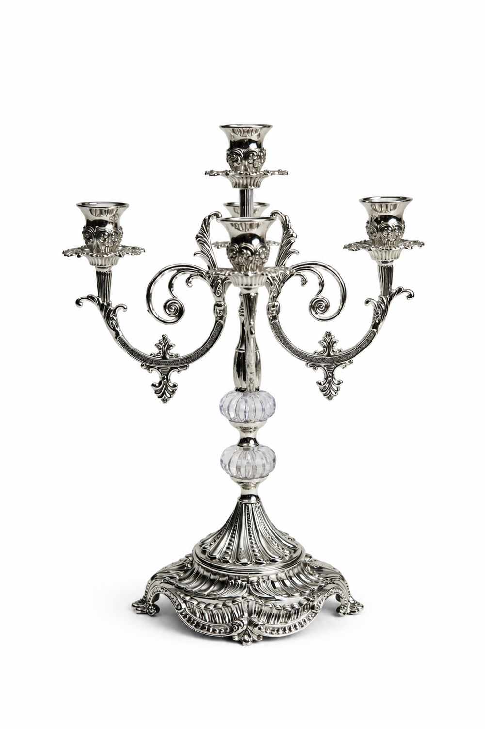 Regal Crystal Sphere Five-Light Candelabra