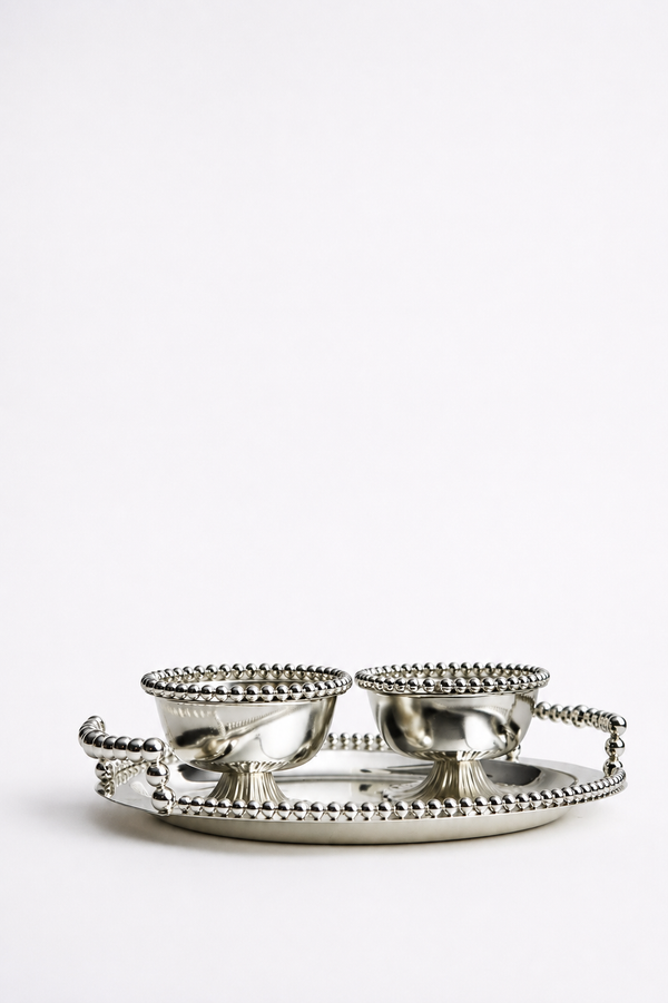 Beaded Snack Bowl Duo with Tray