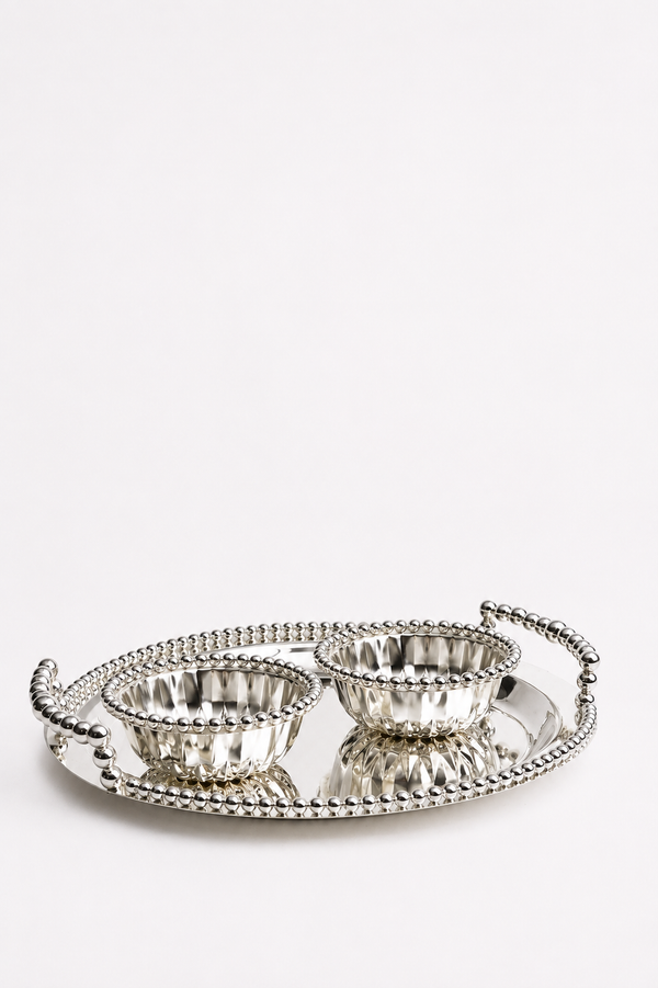 Beaded Rim Bowls and Tray Set