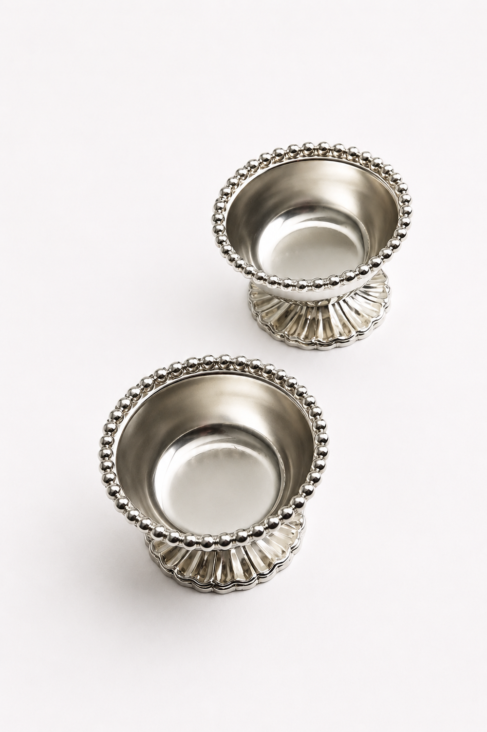 Verona Pearl Beaded Footed Salt Cellar, Set of 2